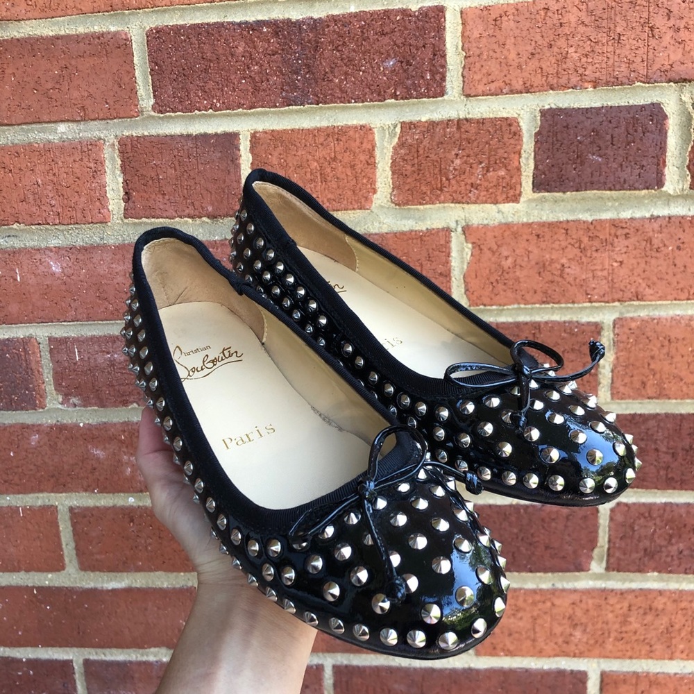 CHRISTIAN LOUBOUTIN | Black Studded Ballet Flats